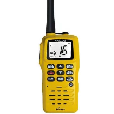 VHF professionnelle portable RT411+ 6W, �tanche IPX6, flottante avec FlashLight et WDT par Navicom - Navicom