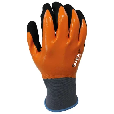 Gants en polyester sans coutures avec double rev�tement en nitrile Agility Dry  Noir/Orange - Juba